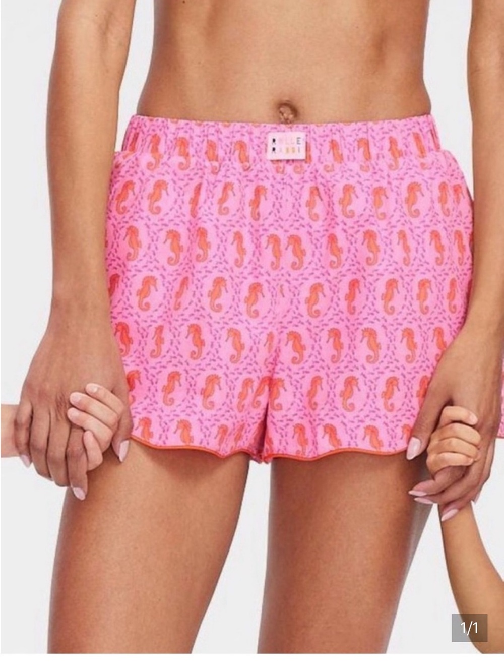 Roller Rabbit Pink Seahorse Print High-Waist Shorts